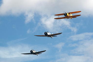 Beechcraft Staggerwing and Spartan Executive pair at Little Gransden Air Show 2011